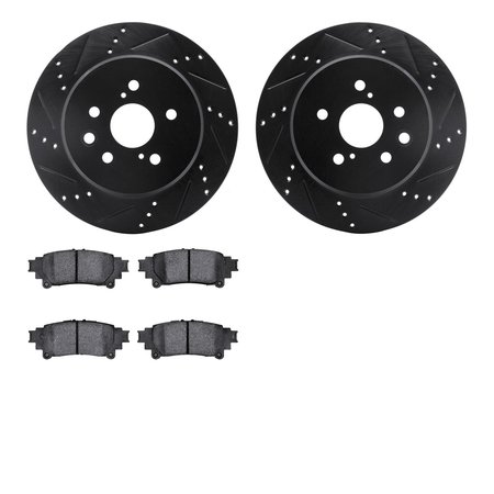 DYNAMIC FRICTION CO 8302-75032, Rotors-Drilled and Slotted-Black with 3000 Series Ceramic Brake Pads, Zinc Coated 8302-75032